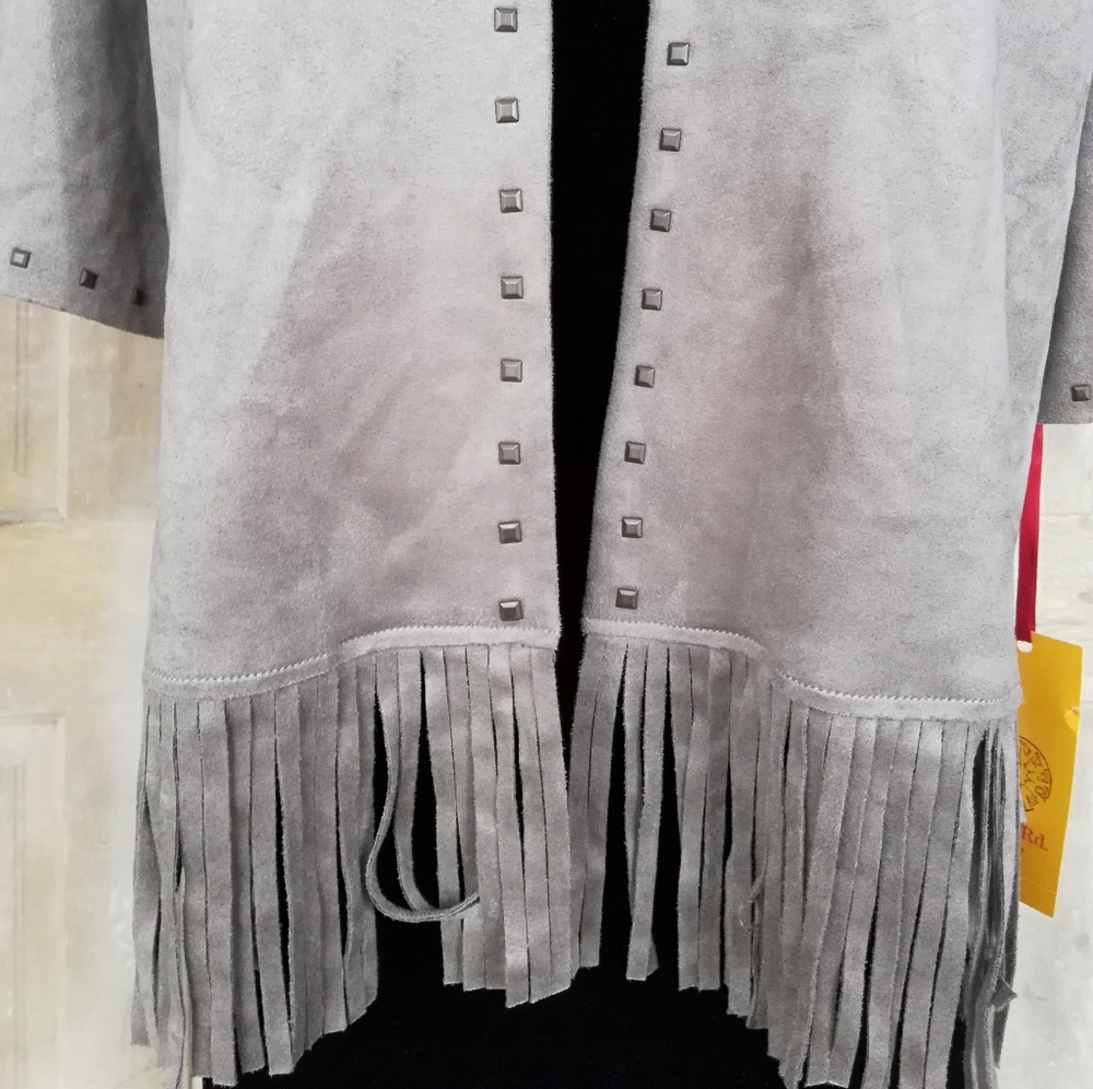 Ruby Rd. Taupe Fringe Jacket - Picture 3 of 8